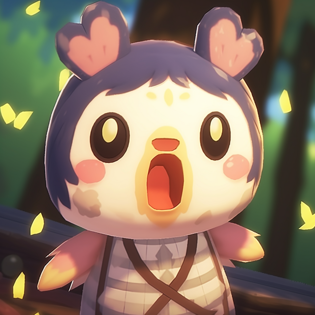 The Able Sisters in a fashion mishap, soft colors and intricate details. animal crossing pfp humorous