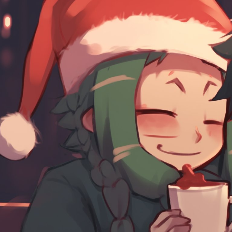 Two characters, standing a pine Christmas tree, lighting it up together, warm light illuminating their faces. cute christmas my hero academia pfps pfp for discord.