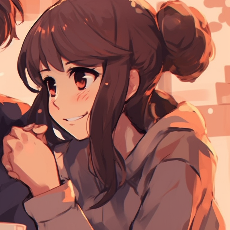 Two characters sitting together as the sun sets, striking warm hues and quiet intimacy discord matching pfp for friends pfp for discord.