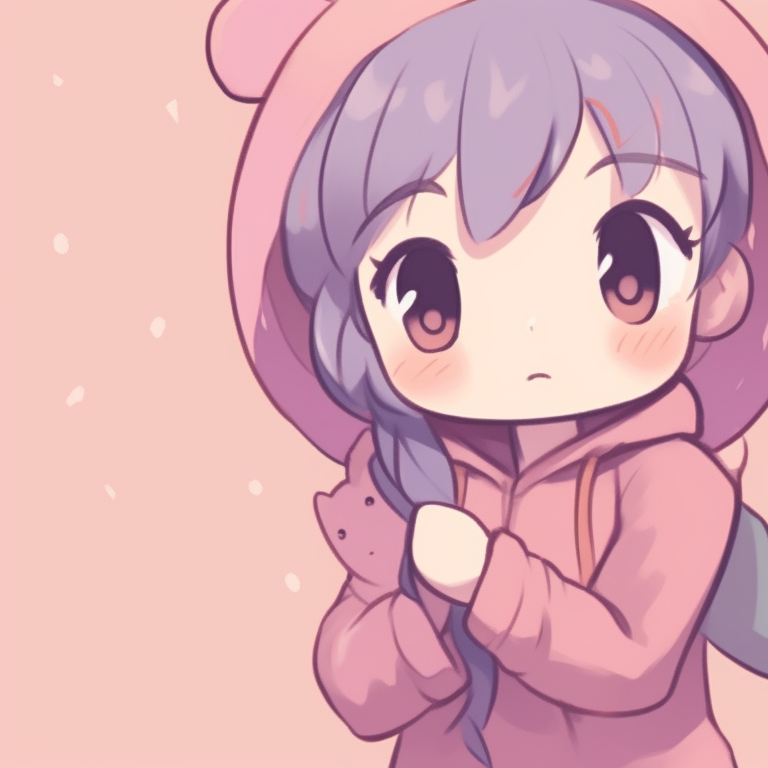 Two chibi characters, soft pastels and rounded edges, holding hands. adorable matching profile pictures pfp for discord.