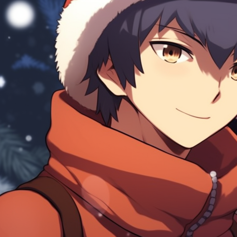 Naruto and Sasuke dressed in a blend of Christmas-themed clothes, featuring vivid colors and detailed artwork. stylish naruto pfp for christmas matching pfp for discord.