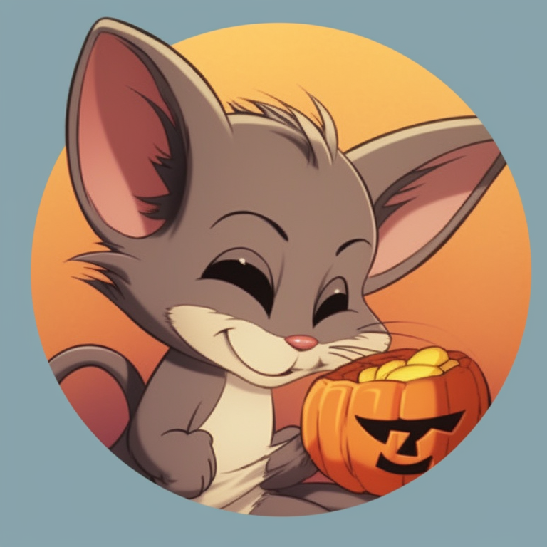 Tom and Jerry, in Halloween costumes, mischievous grins, pastel colors and minimal shading. tom and jerry matching pfp halloween theme design pfp for discord.
