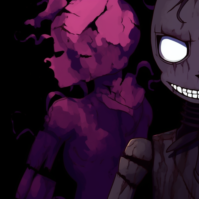 Two Fnaf characters, with intense expressions and Halloween-themed details. halloween theme fnaf matching pfp variations pfp for discord.