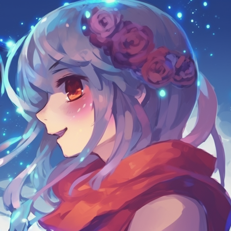 Two characters in battle stances, vibrant hues of galaxies, detailed outfits and intense expressions. ideal couple pfp matching pfp for discord.