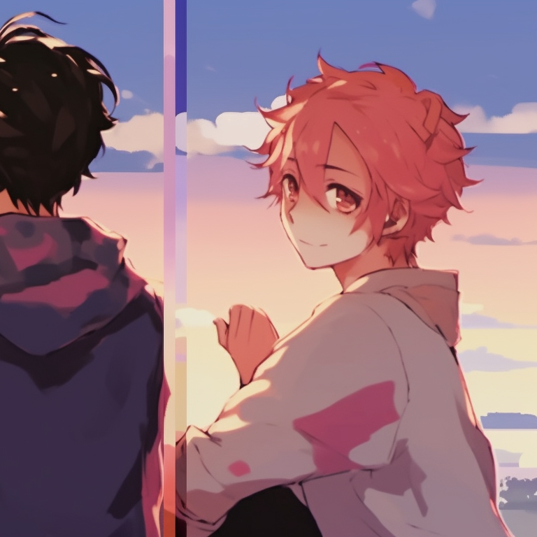 Four characters ready for battle, intense expressions and dramatic shading. boyish matching pfp for 4 friends pfp for discord.