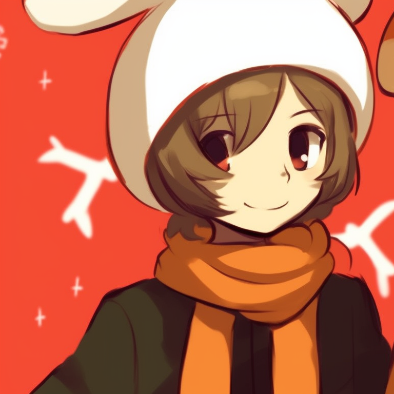 Two characters surrounded by Christmas ornaments, with a dominating orange cast. inspiring orange matching pfp for christmas pfp for discord.