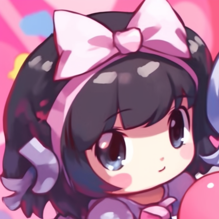 Two characters beneath a starry sky, tranquil expressions, and beautifully contrasting cool tones. hello kitty girl theme matching pfp pfp for discord.