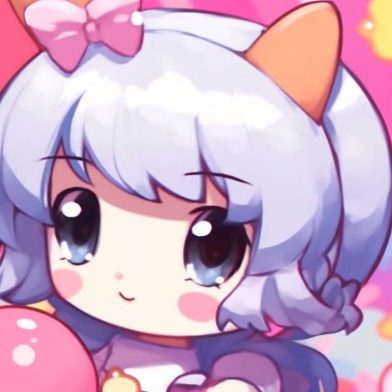 Two characters beneath a starry sky, tranquil expressions, and beautifully contrasting cool tones. hello kitty girl theme matching pfp pfp for discord.