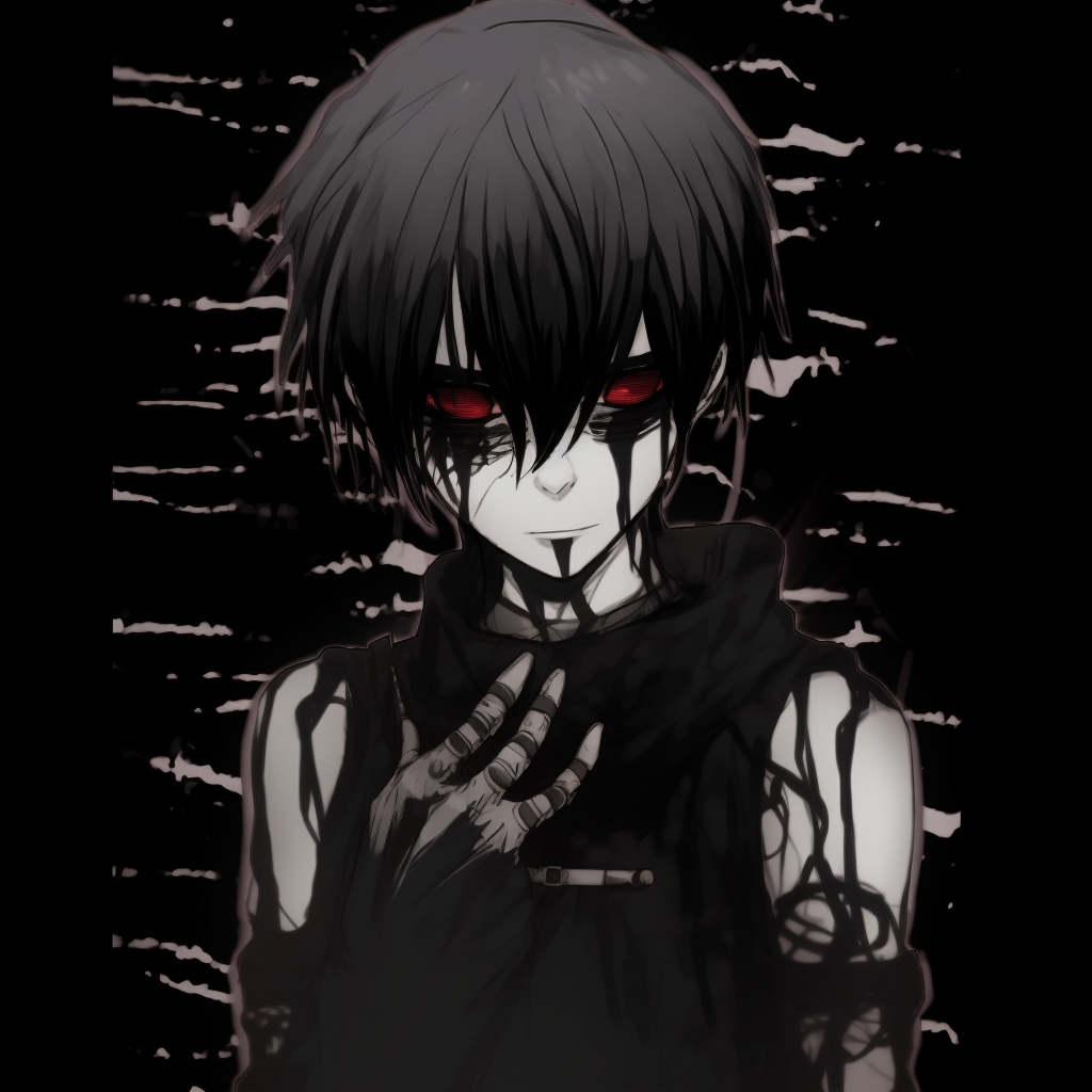 Close-up look at Kaneki showing grunge border effects with irregular and aged lines. unique anime grunge aesthetics