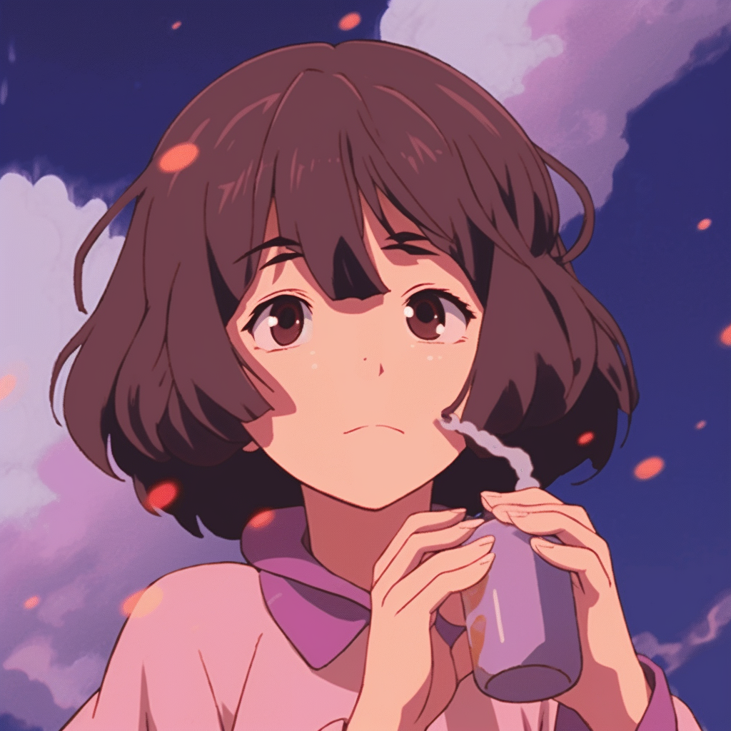 Chihiro from Spirited Away, dreamy aesthetic with tones of pink and purple. best anime pfp gifs gallery