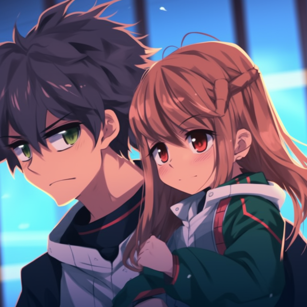 Midoriya and Bakugou in battle, intense energy and contrasting colors. anime best-friend matching pfp