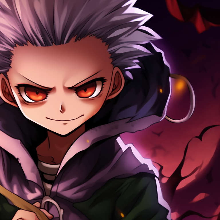 Two characters in Halloween costumes with dark colors and complex shading. hunter x hunter matching pfp halloween theme ideas pfp for discord.