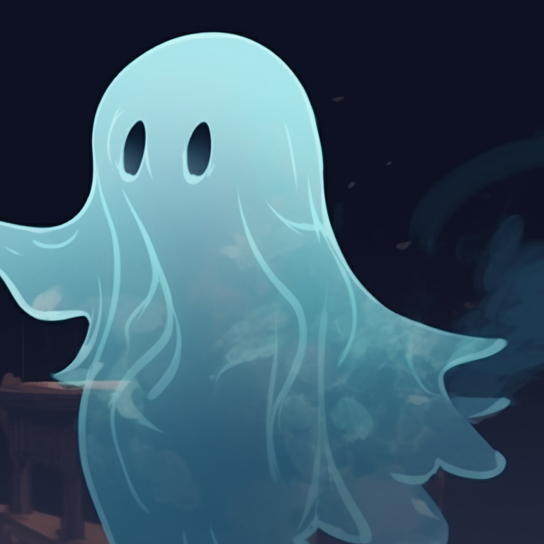 Two characters, luminous under a ghostly full moon, displaying an intimate, yet spooky tenderness. matching ghost pfp halloween theme designs pfp for discord.