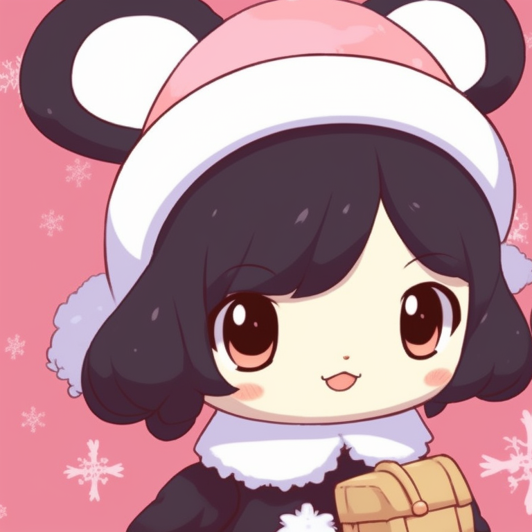 My Melody and Kuromi with interlocking gazes, star-lit background and warm colors. my melody and kuromi matching christmas pfp pfp for discord.