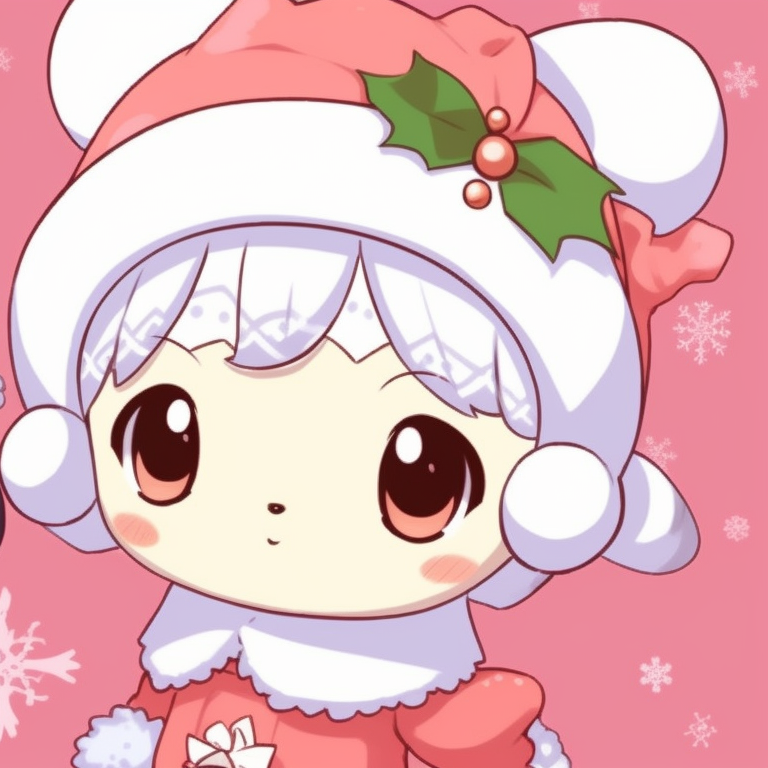 My Melody and Kuromi with interlocking gazes, star-lit background and warm colors. my melody and kuromi matching christmas pfp pfp for discord.