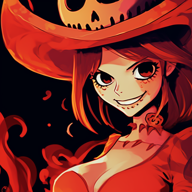 Two characters cursed as pirates, heavy shading and rich colors. one piece halloween themed matching pfps pfp for discord.