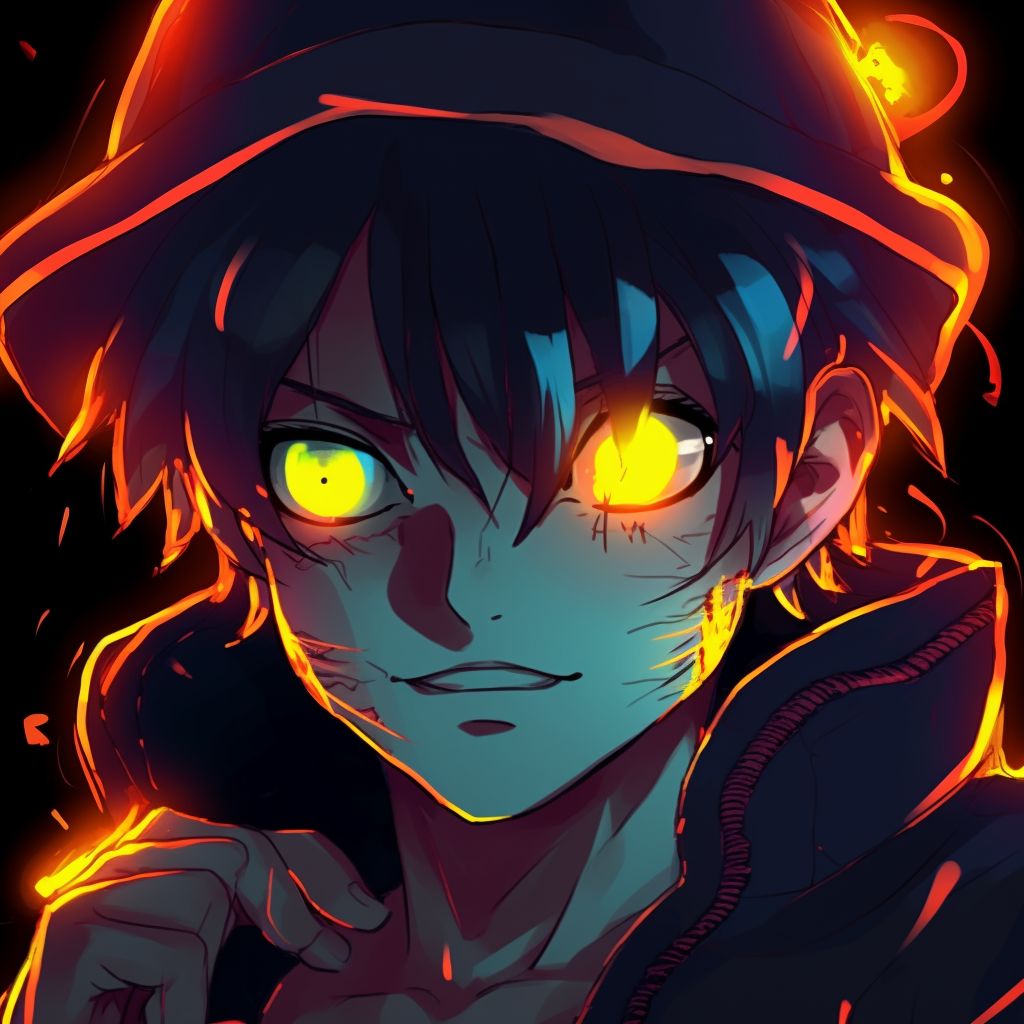 A mysterious portrait of Zoro, glowing edges against a moonlit backdrop. one piece inspired glowing anime pfps