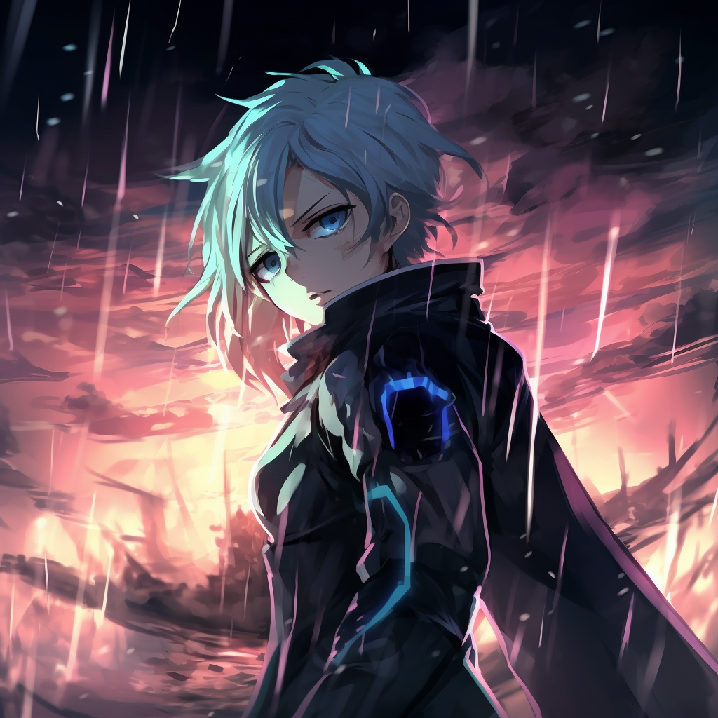 A dialogue scene from Sword Art Online, detailed facial expressions and atmospheric shading. computer 4k anime pfp