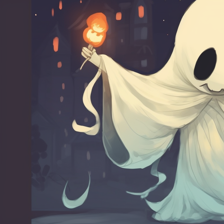 Two ghost characters in snowy scenery, Christmas hats floating above their heads. matching christmas pfp ghost illustrations pfp for discord.