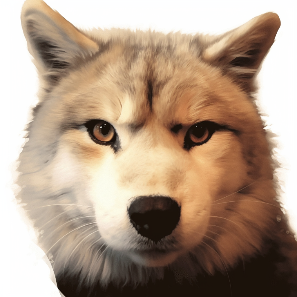 Illustration of a wolf, detailed fur and piercing eyes. hand-drawn animal pfp