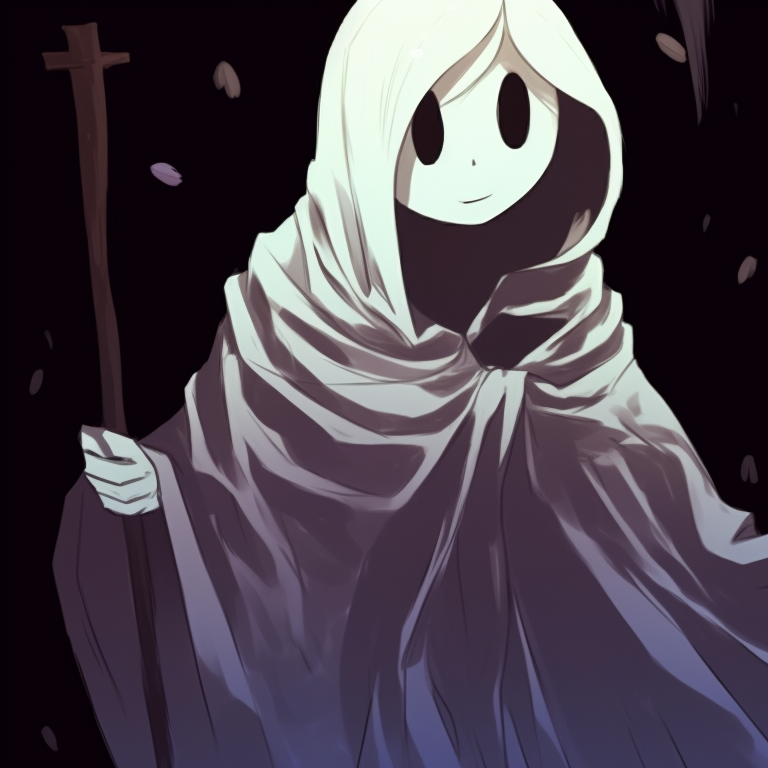 Two characters in ghost costumes, with a thick bold art style and vivid orange and black Halloween colors. creative matching ghost pfp halloween theme collection pfp for discord.