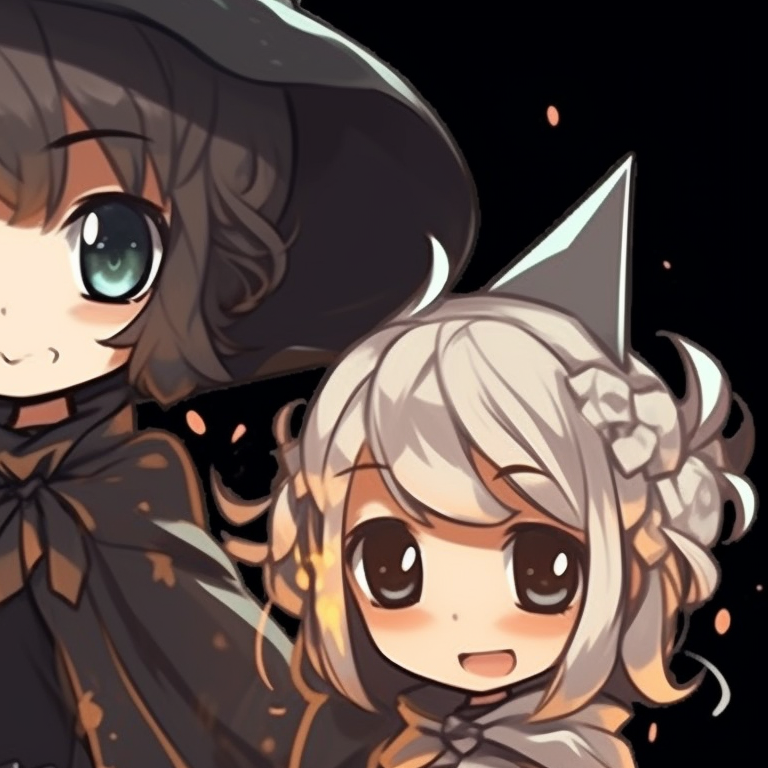 Five characters, distinguished by spooky, glowing eyes, set in robust contrast to the dim backdrop. perfect halloween matching pfp for group of 5 pfp for discord.