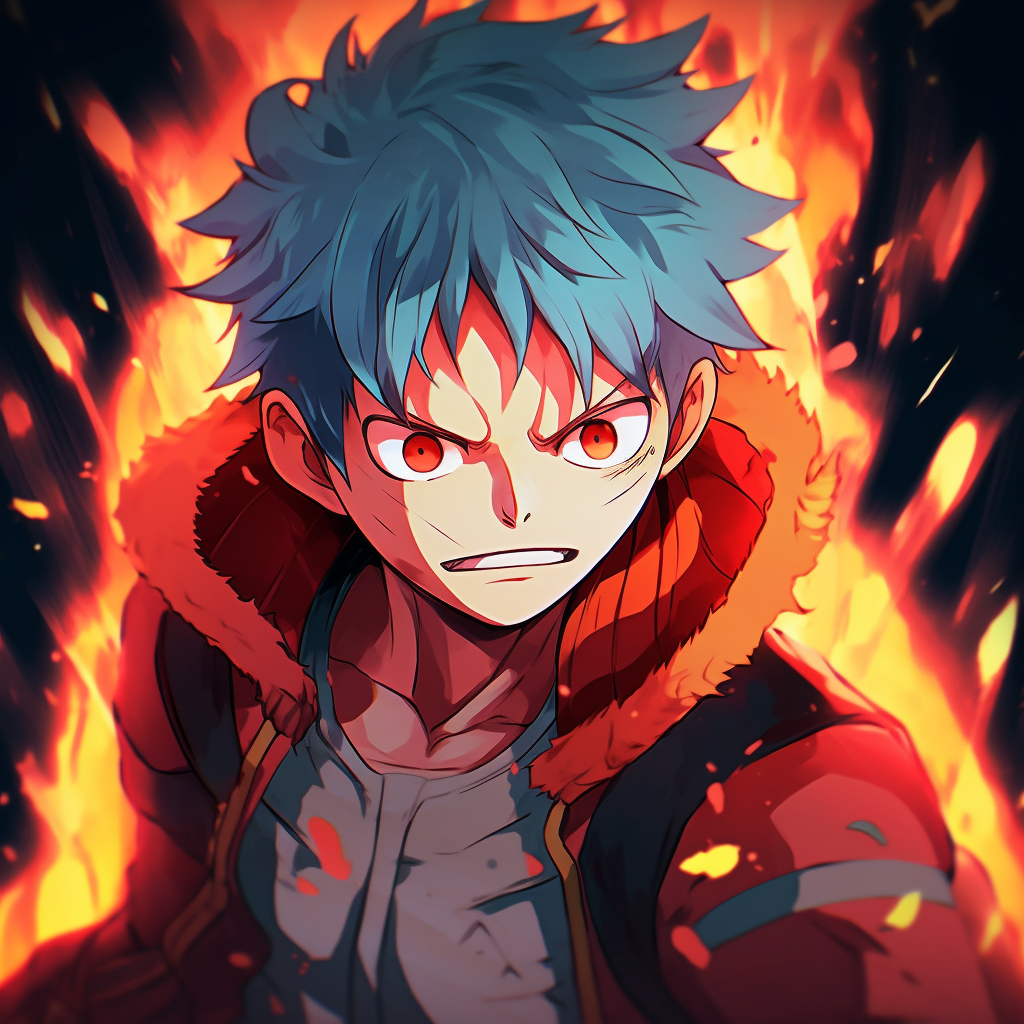 Todoroki's half-fire, half-ice face, detailed linework and vibrant colors. adorable fire anime pfp