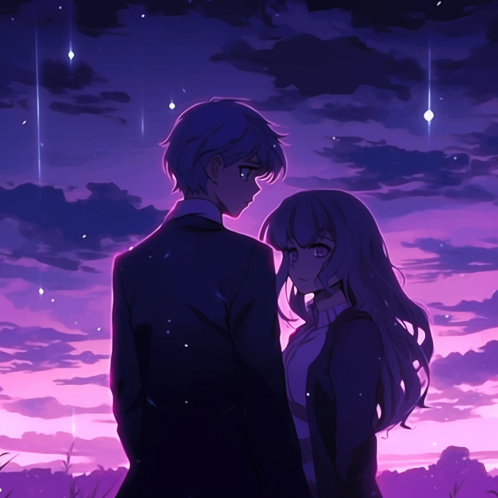 Anime girl amidst a flurry of purple butterflies, the mix of fantasy and reality in this image is captivating with pastel colors and delicate details. trending purple anime pfp gifs