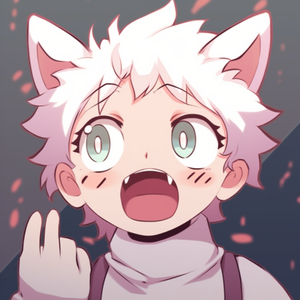 Funny anime pfp of a cat character, bright colors and details like whiskers highlighted. unusual anime pfp funny pfp for discord.