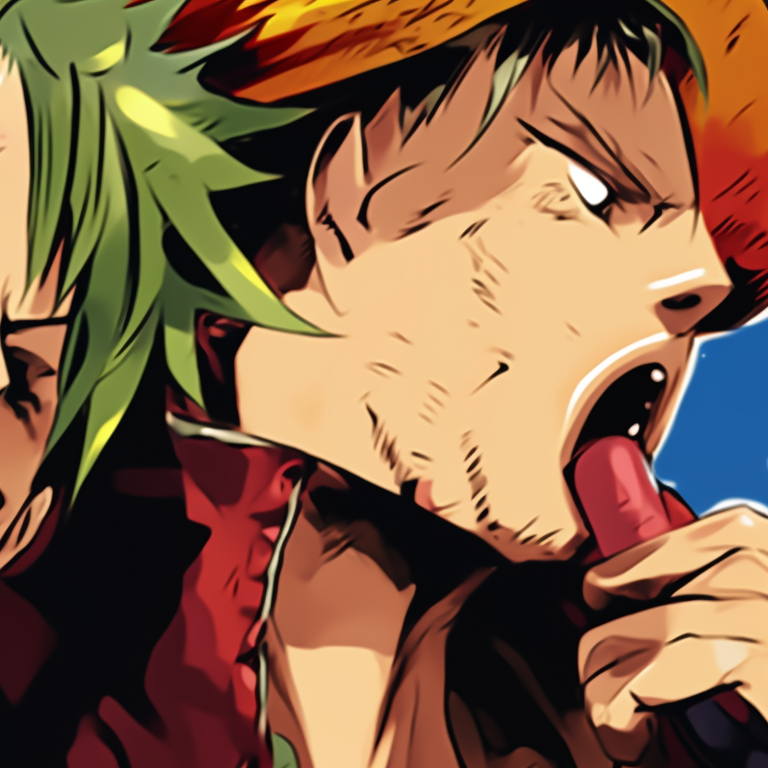 Two characters, Nico Robin and Franky, in dynamic battle poses, vivid colors with a focus on action. one piece matching pfp design pfp for discord.