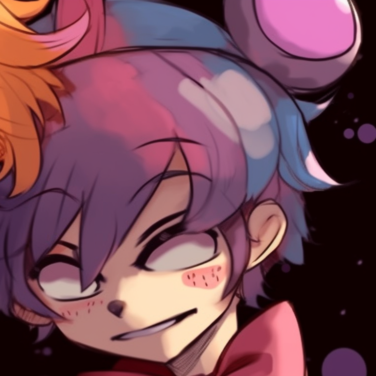 Two FNAF characters, one bashful another smiling, pastel color palette with smooth lines. cute matching fnaf pfp pfp for discord.