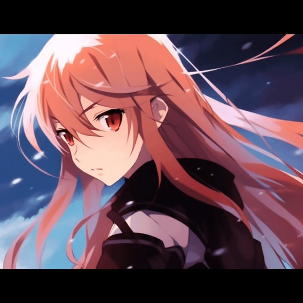 Asuna with her sword, glow effect outlining the blade, aura of power emanating. captivating anime pfp gifs index