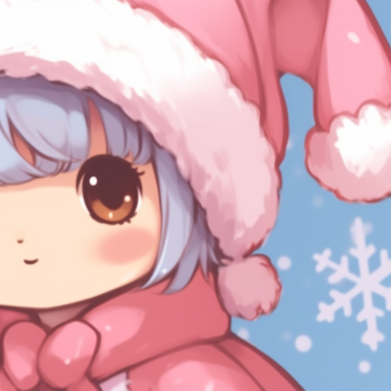 Two characters ensconced in a snowy blanket, pastel colors and soft shading. unforgettable matching my melody christmas profile pictures pfp for discord.