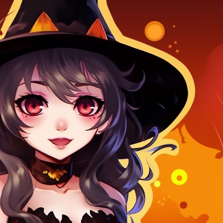 Two characters sporting candy corn motif, bold colors and cheeky expressions. halloween theme matching pfp creation pfp for discord.