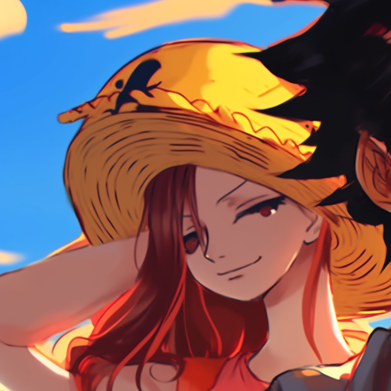 Two characters, dynamic expressions and bright colors, standing shoulder-to-shoulder. one piece matching pfp characters pfp for discord.