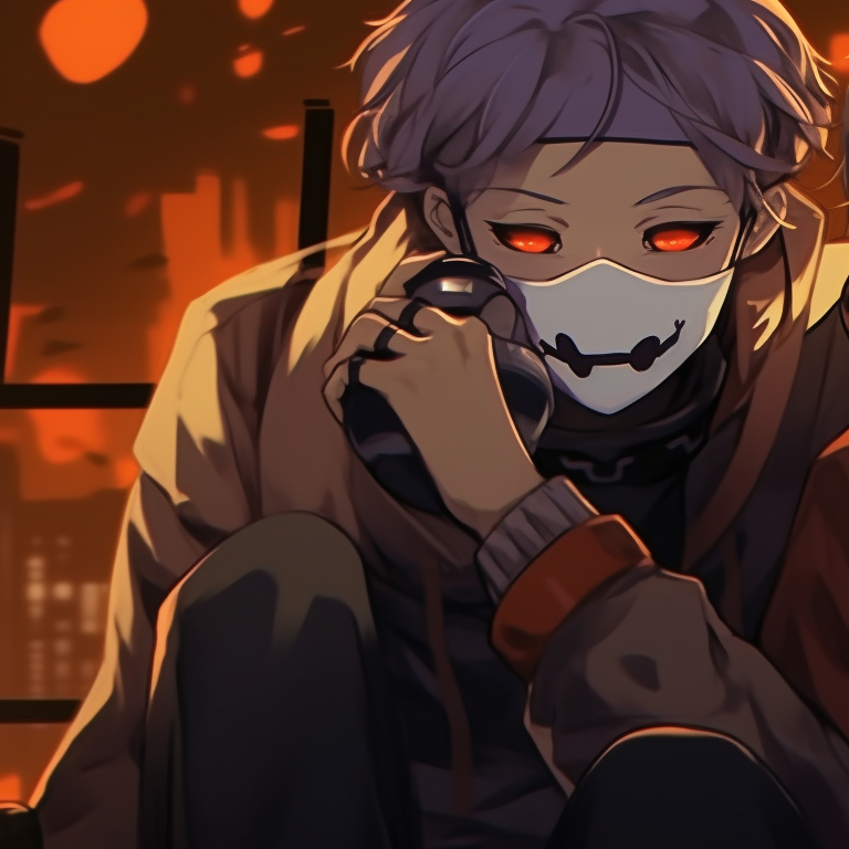 Two Tokyo Revengers characters in Halloween outfits, gazing out against a full moon backdrop. tokyo revengers matching pfp halloween theme images pfp for discord.