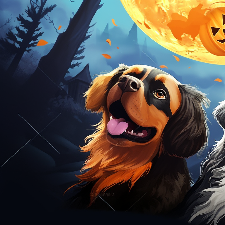 Two dogs, transformed into werewolves, the sharp lines and intense colors adding to the tension. spooky dogs matching pfp halloween theme pfp for discord.