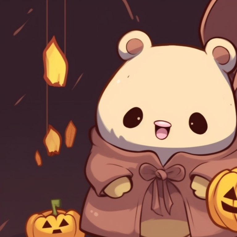 Two bear characters, one milk and the other mocha, conjuring a spell in a shady lighting. mocha bear and milk bear halloween themed matching pfp pfp for discord.