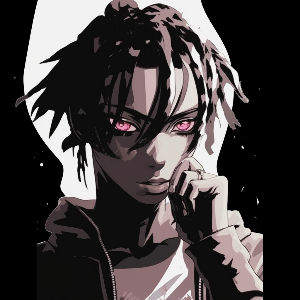Playboi Carti represented in manga style, highlighting monochrome details and expressive lines. playboi carti pfp anime wallpaper
