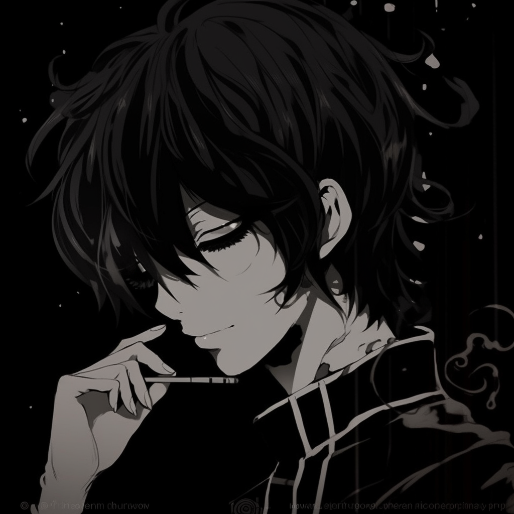 Lelouch's Geass eye radiating red, a striking pop of color in a grayscale image. stunning black pfp anime pfp for discord.