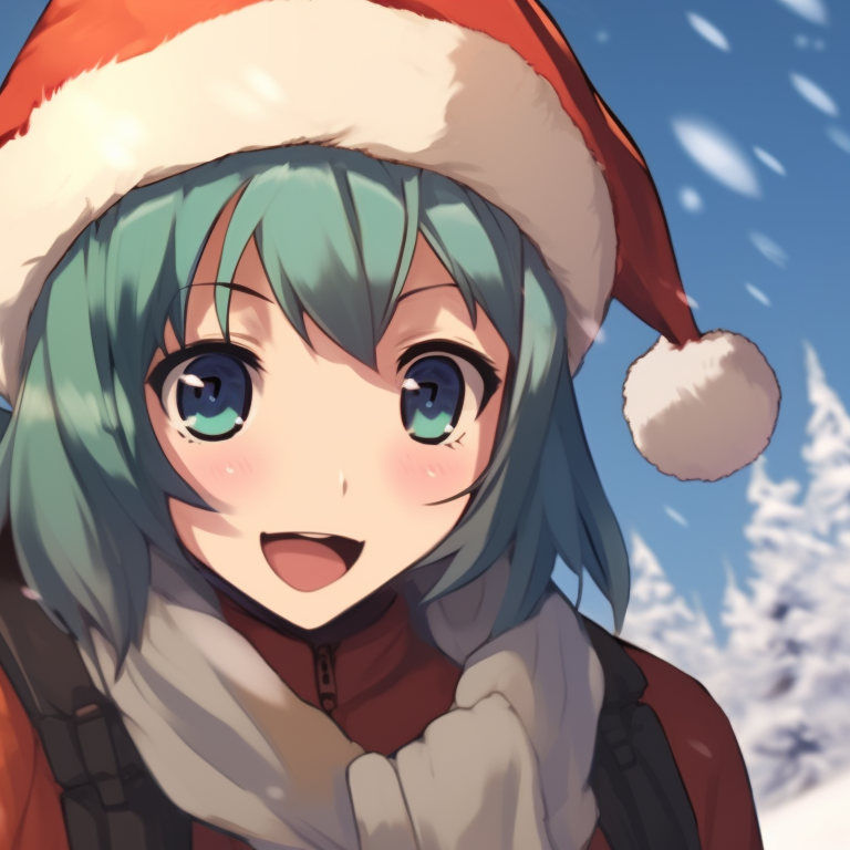 Two characters in a tender embrace, suffused in Christmas undertones, mellow expressions and intimate ambiance. iconic matching christmas art pfp pfp for discord.