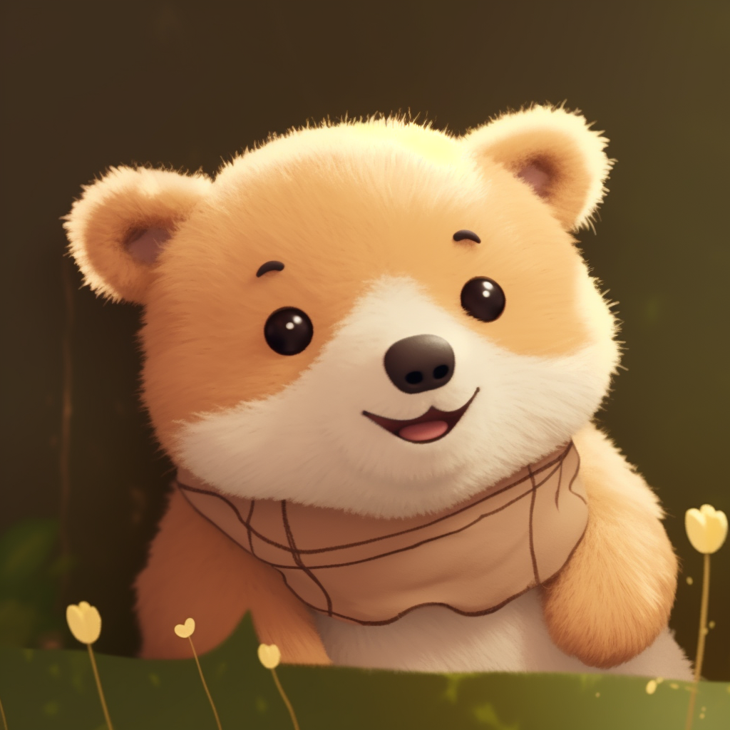 Bear cub in cheerful style with expressive eyes and earthy color tones. animated animal pfp collection