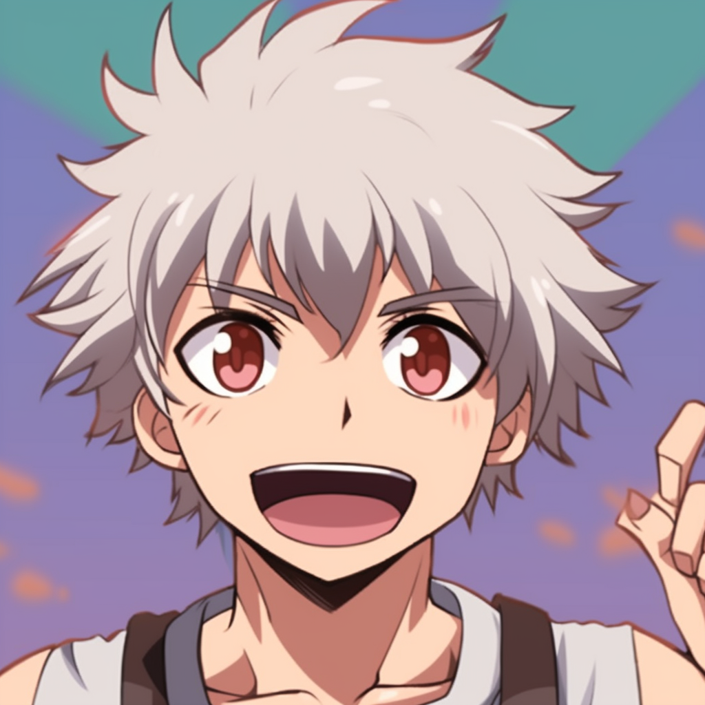 Gintoki Sakata parodying a popular anime scene, comical facial expression and caricature-like exaggerations. anime pfp funny scenes pfp for discord.