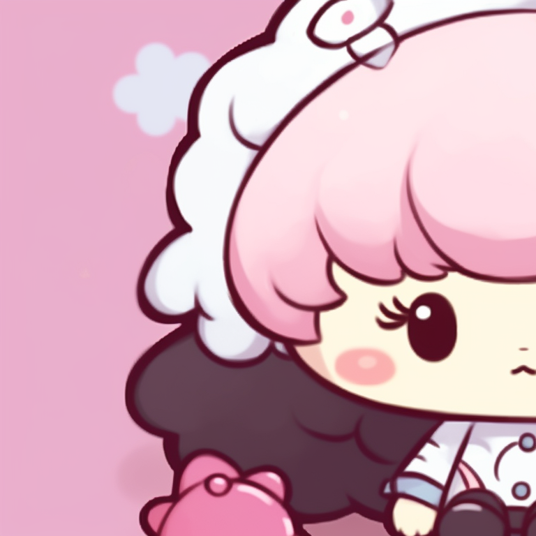 Two Sanrio comrades, with a sweet twinkle in their eyes, gracefully standing back-to-back. sanrio charming matching pfp pfp for discord.