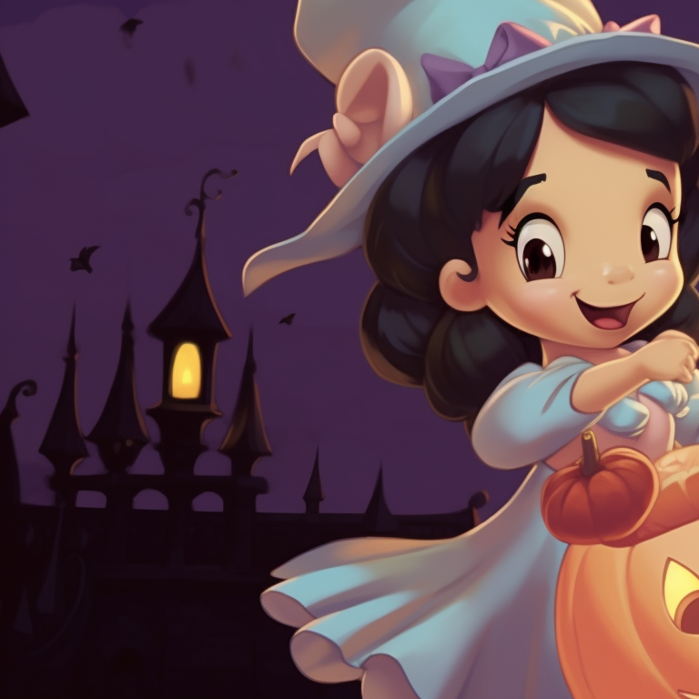Two characters, fantasy-themed Halloween costumes, bold lines and vibrant colors. cute disney halloween matching pfps pfp for discord.