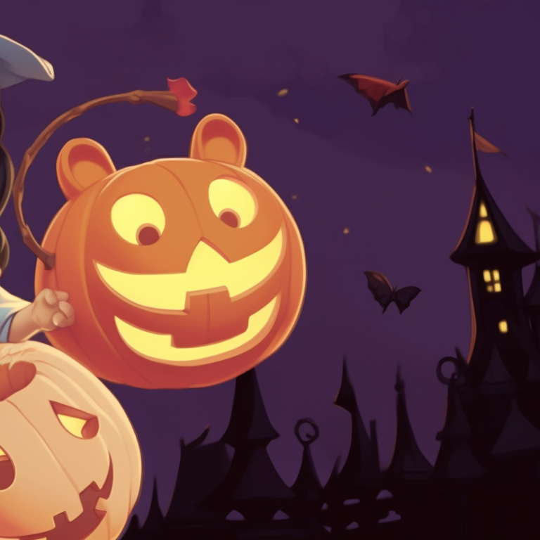 Two characters, fantasy-themed Halloween costumes, bold lines and vibrant colors. cute disney halloween matching pfps pfp for discord.