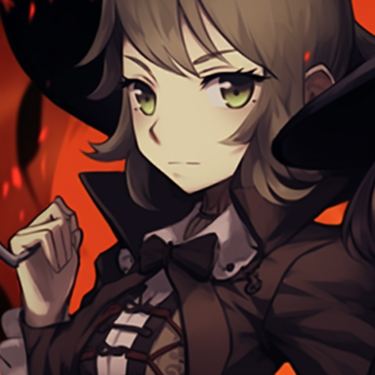 Two characters, one portraying a ghost and the other its chaser, against a vibrant but eerie backdrop. themed danganronpa matching pfp pfp for discord.