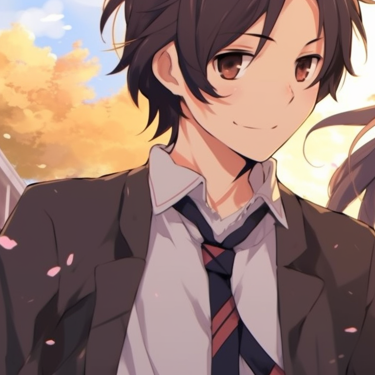 Two characters, wearing uniform and sharing book, in a study room. horimiya season insight pfp for discord.