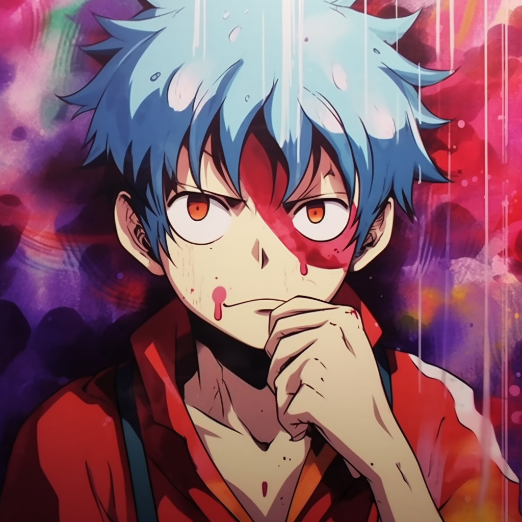 Close-up of Monkey D. Luffy, vibrant colors and heavy line work. iconic anime characters pfp