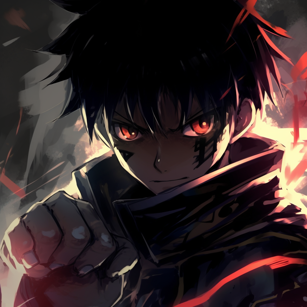 Action-packed scene featuring a black anime character, with high energy lines and vivid colours black anime character pfpHD, free download